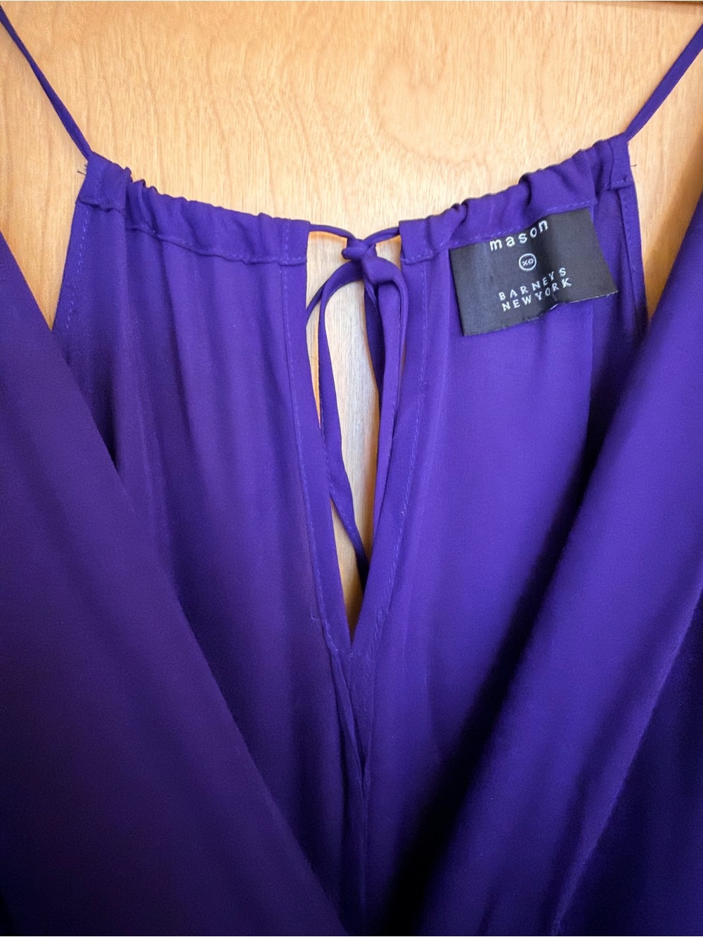 Mason XO Barneys New York Vibrant Violet Mini Dress with Tie-Back Neckline S